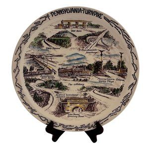 Vernon Kilns Pennsylvania Turnpike Plate Artist P. Davidson‎ Souvenir Decor